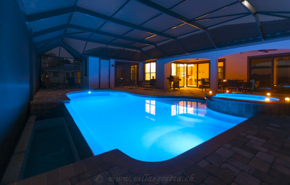 Villa Egretta Beltramonto Ansicht Swimmingpool Nacht