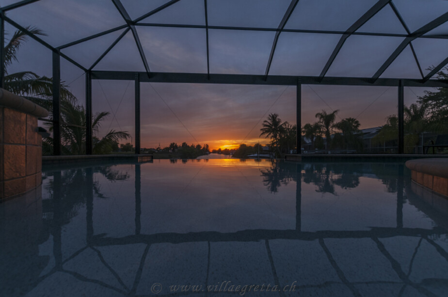 Villa Egretta Beltramonto Ansicht Swimmingpool Sonnenuntergang